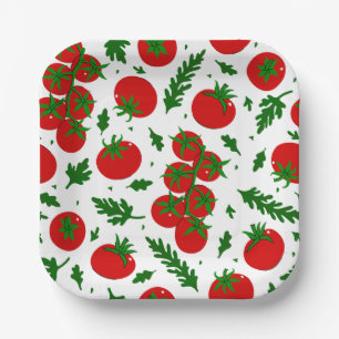 tomatoes arugula vegetables vegan vegetarian paper plate