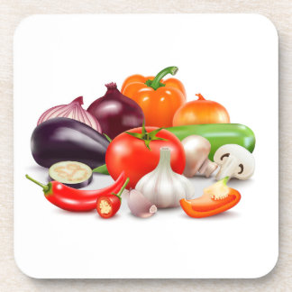 Tomatoes Asparagus Beets Watercolor Vegetables  Coaster