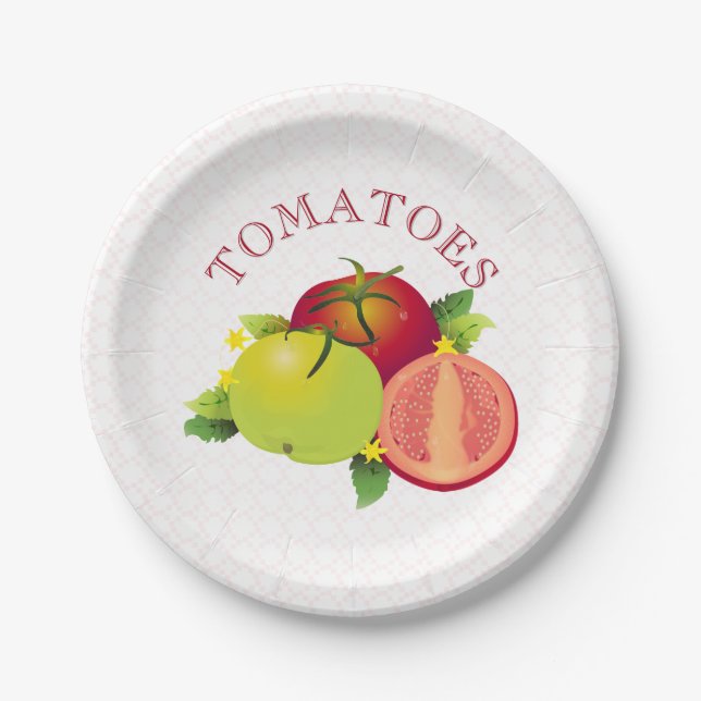 Tomatoes Fruit Vegetable Garden Paper Plate (Front)