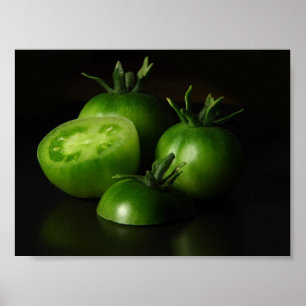 Tomatoes Green Still Life Poster
