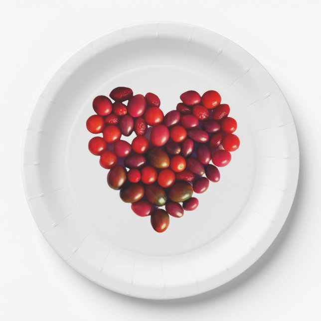 Tomatoes Heart  Paper Plate (Front)