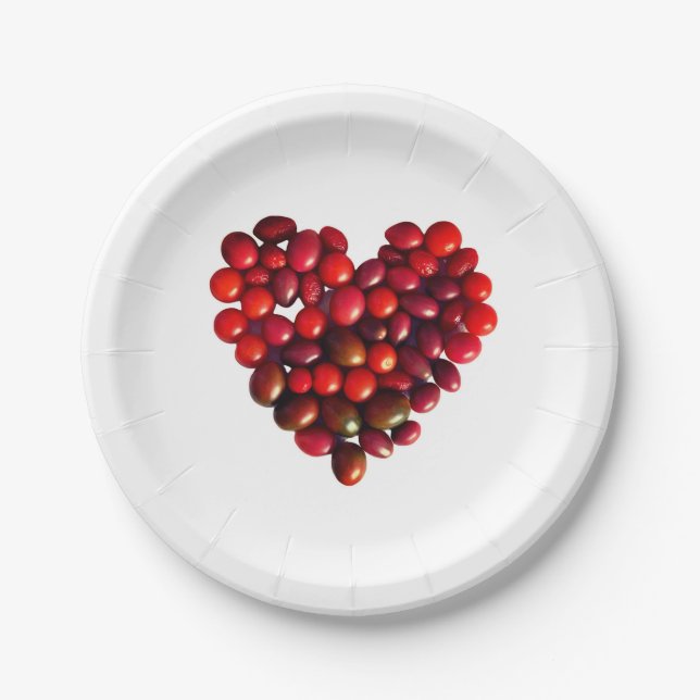 Tomatoes Heart  Paper Plate (Front)
