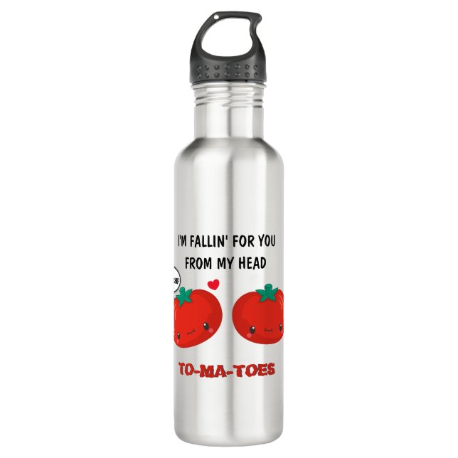 Tomatoes In Love Cute Romantic Valentine's Day 710 Ml Water Bottle (Front)