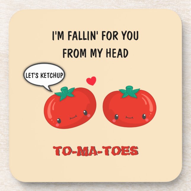 Tomatoes In Love Cute Romantic Valentine's Day Coaster (Front)