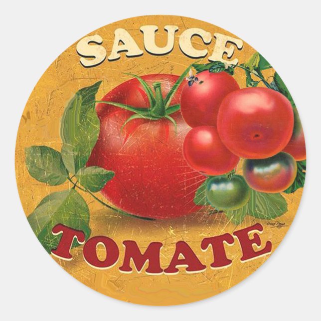 TOMATOES KITCHEN PRESERVES ,CANNINGS ,TOMATO SAUCE CLASSIC ROUND STICKER (Front)