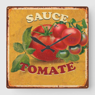 TOMATOES KITCHEN PRESERVES ,CANNINGS ,TOMATO SAUCE SQUARE WALL CLOCK