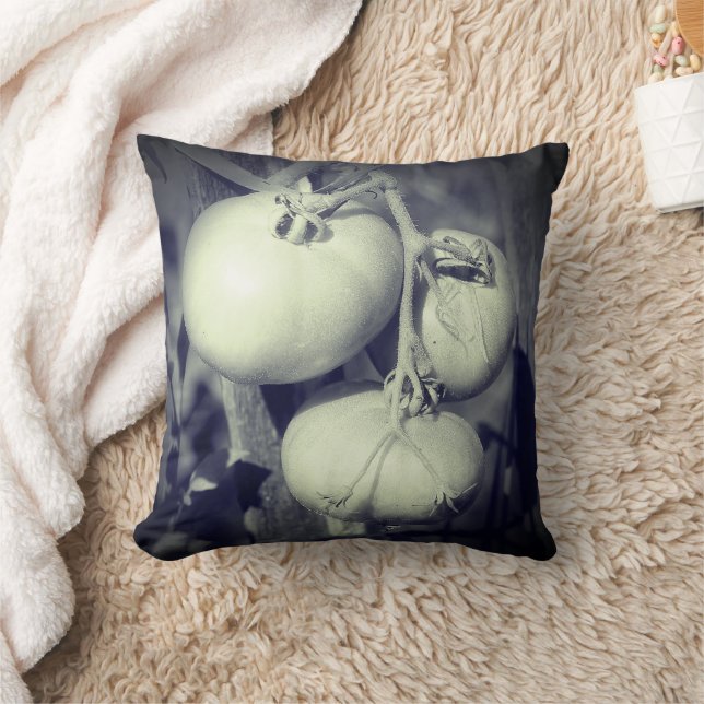 Tomatoes On The Vine Black And White   Cushion (Blanket)