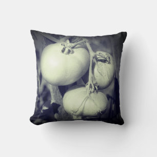 Tomatoes On The Vine Black And White Cushion