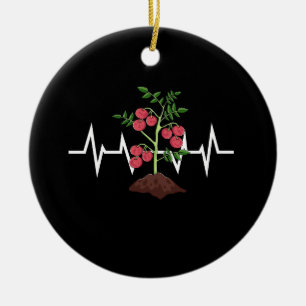 Tomatoes Plant Heartbeat Ceramic Ornament