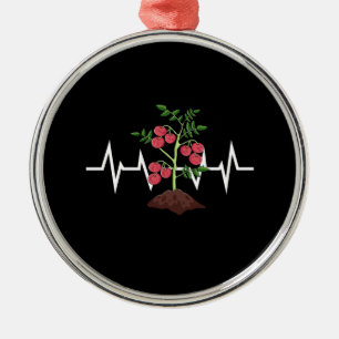 Tomatoes Plant Heartbeat Metal Ornament