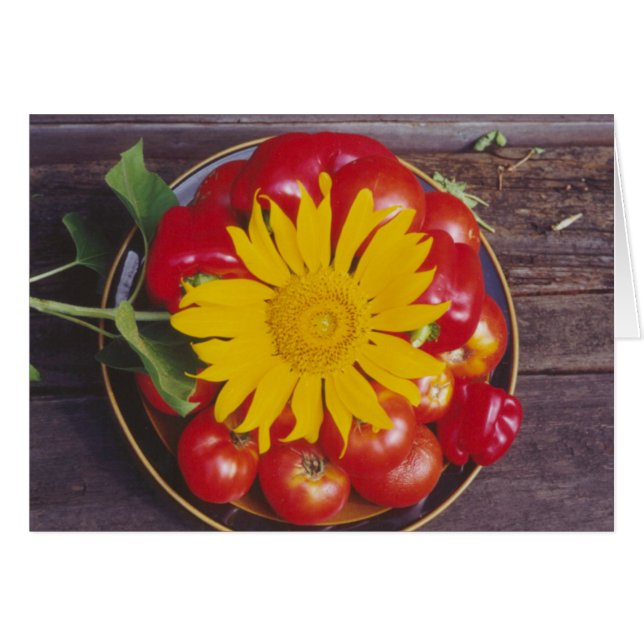 Tomatoes Red Pepper Sunflower Greeting Card (Front Horizontal)