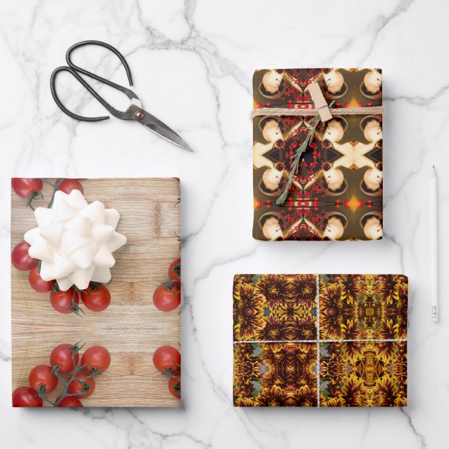 TOMATOES, SIAMESE CAT and FLOWERS!! Wrapping Paper (Front)