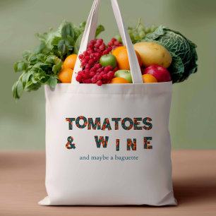 Tomatoes & Wine Summer Shopping Tote Bag