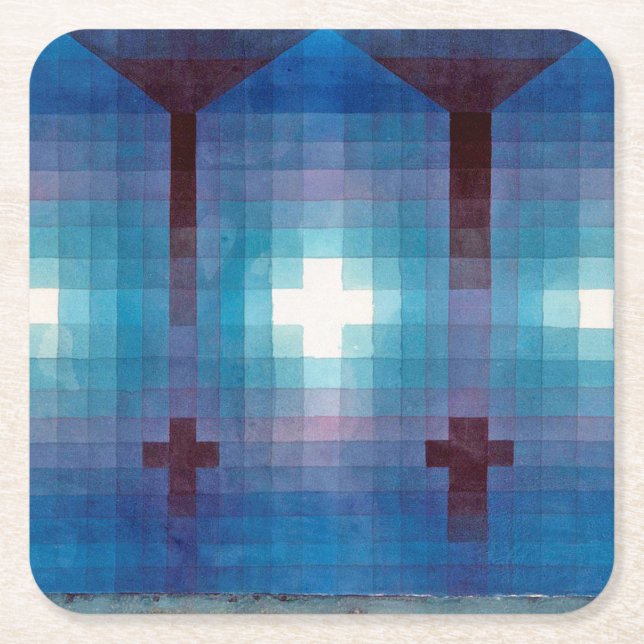 Tomb in Three, Klee Square Paper Coaster (Front)