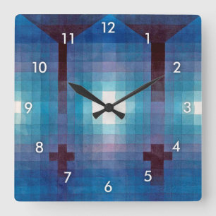Tomb in Three, Klee Square Wall Clock