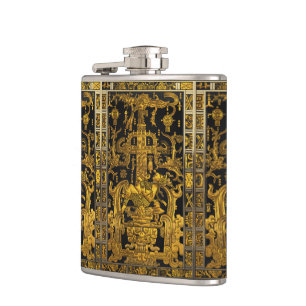 Tomb of Pakal - Gold Palenque Astronaut Hip Flask