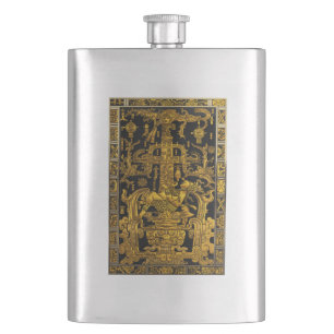 Tomb of Pakal - Gold Palenque Astronaut Hip Flask