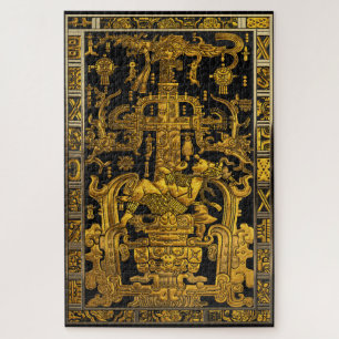 Tomb of Pakal - Gold Palenque Astronaut Jigsaw Puzzle