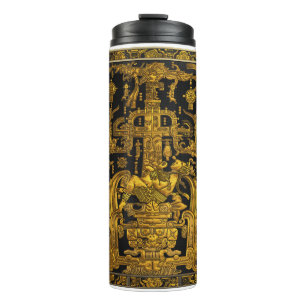 Tomb of Pakal - Gold Palenque Astronaut Thermal Tumbler