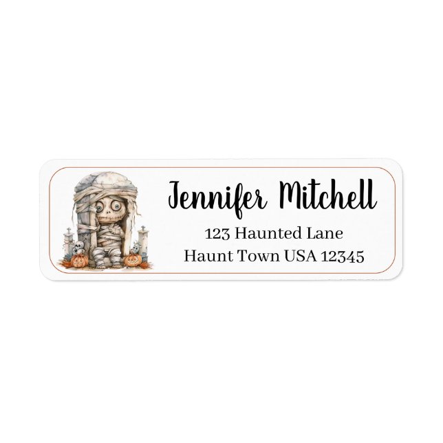 Tombside Trouble – Mummy Mischief & Mini Monsters Return Address Label (Front)