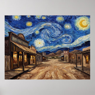 Tombstone Arizona Starry Night Western Landscape Poster