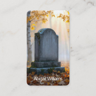 Tombstone In a Misty Autumn Cemetery Business Card