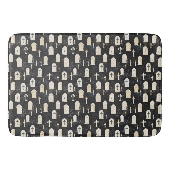 Tombstones, Candles & Crosses in Twilight Bath Mat (Front)