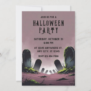Tombstones Halloween Party Invitation