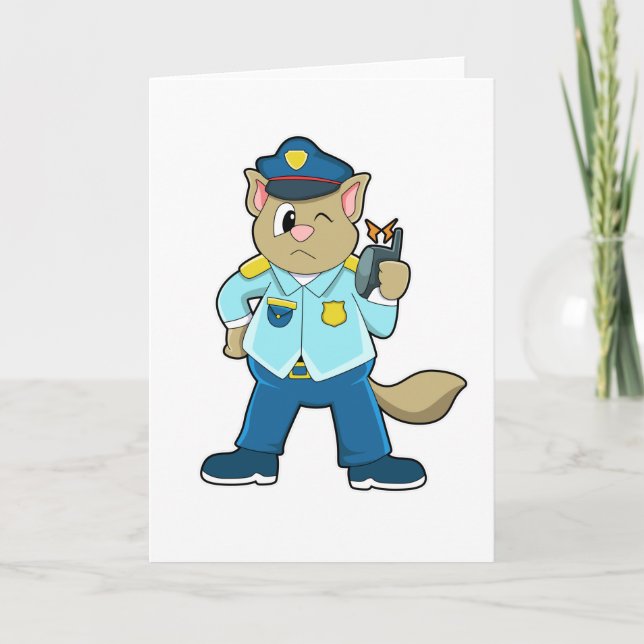 Tomcat as Police officer with Uniform & Microphone Card (Front)