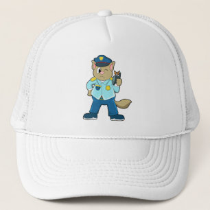 Tomcat as Police officer with Uniform & Microphone Trucker Hat