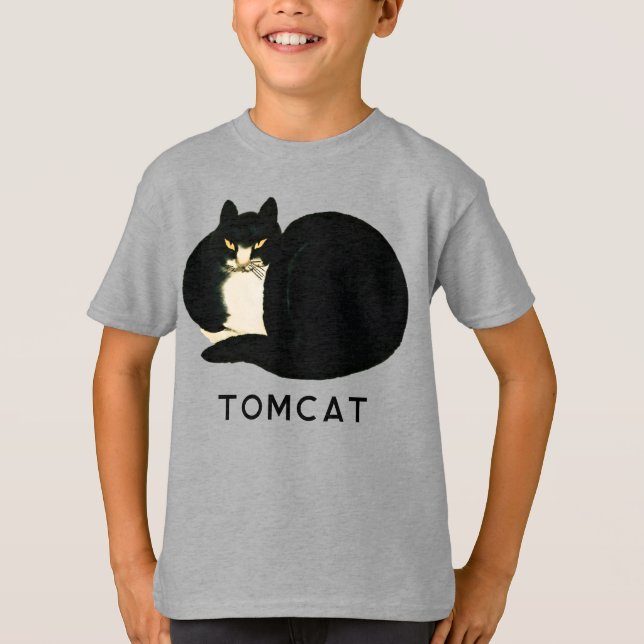 Tomcat Chinese Qing Dynasty Black Manchu Cat T-Shirt (Front)