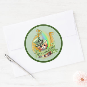 Tomcat Happy St. Patrick's Day Classic Round Sticker