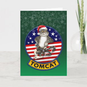 Tomcat Mascot Christmas Holiday Card