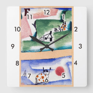 Tomcat's Turf, Paul Klee Square Wall Clock