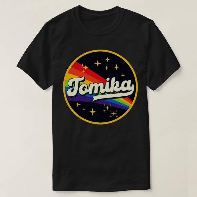 Tomika Rainbow In Space Vintage Style T-Shirt (Design Front)