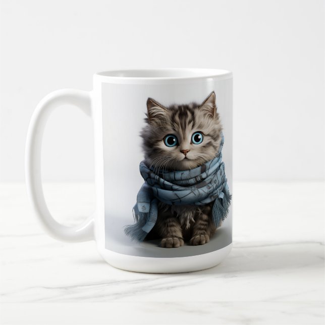 Tommy, the fluffiest Tabby Cat Coffee Mug (Left)