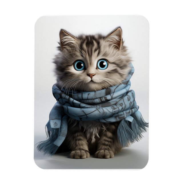 Tommy, the fluffiest Tabby Cat Magnet (Vertical)