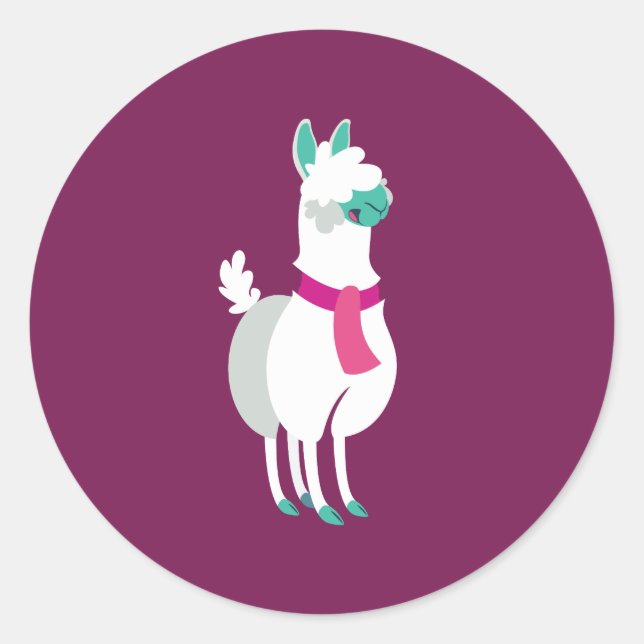 Tommy the Llama Classic Round Sticker (Front)