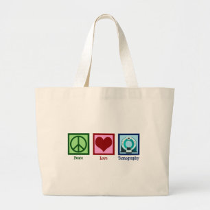 Tomographer Peace Love Tomography Large Tote Bag