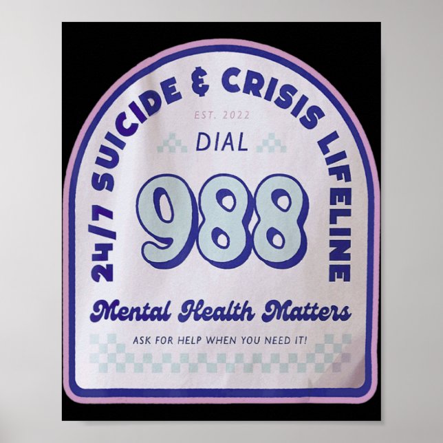 Tomorrow 988 Needs You National Suicide Prevention Poster (Front)
