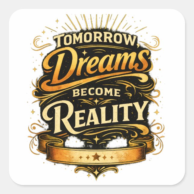 Tomorrow, Dreams Become Reality  Square Sticker (Front)