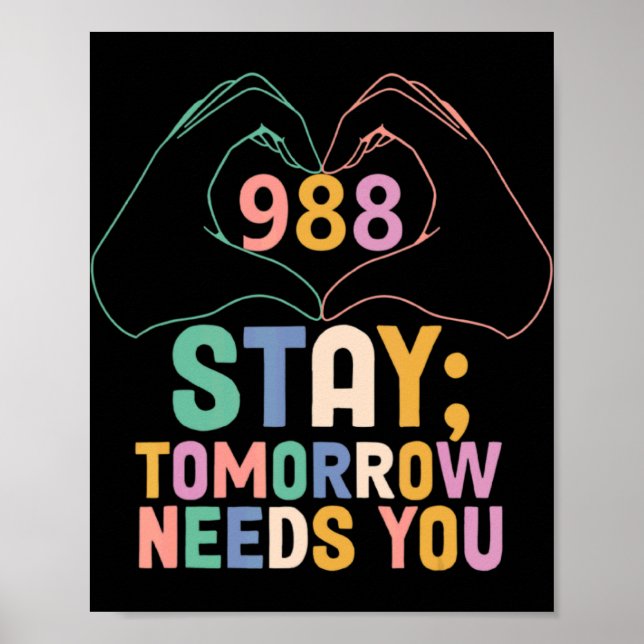 Tomorrow Needs You 988 Suicide Prevention Awarenes Poster (Front)