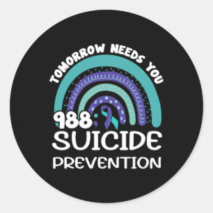 Tomorrow Needs You Rainbow Suicide Prevention Awar Classic Round Sticker