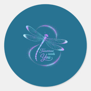 Tomorrow Needs You Suicide Awareness Dragonfly Classic Round Sticker
