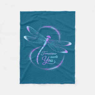 Tomorrow Needs You Suicide Awareness Dragonfly  Fleece Blanket