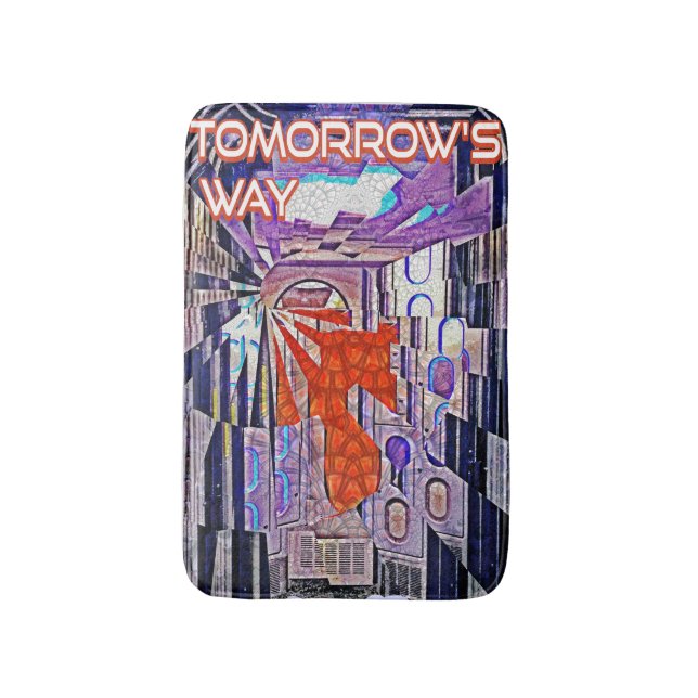 Tomorrow's Way Today Retro Future Art Bath Mat (Front Vertical)