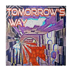 Tomorrow's Way Today Retro Future Art Ceramic Tile