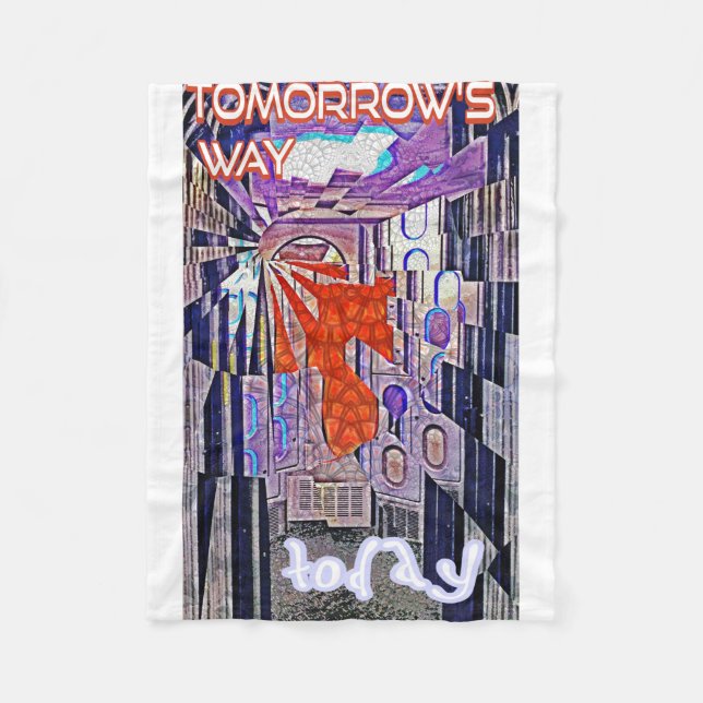 Tomorrow's Way Today Retro Future Art Fleece Blanket (Front)
