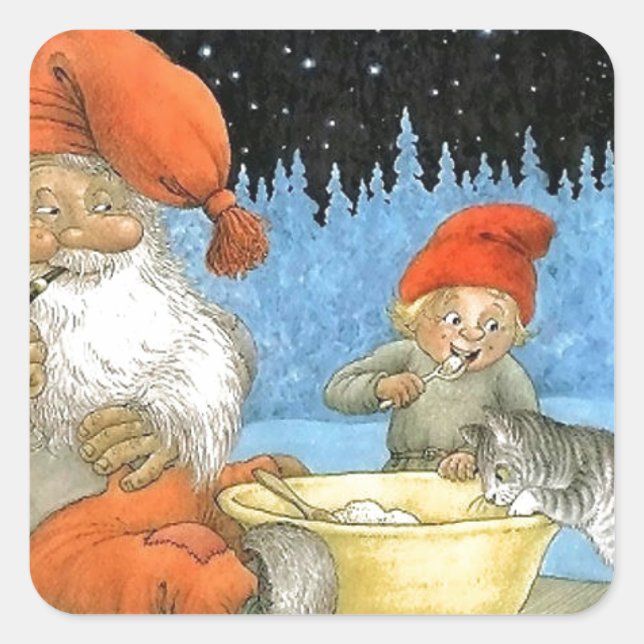 Tomte Nisse, aka Santa Clause Square Sticker (Front)