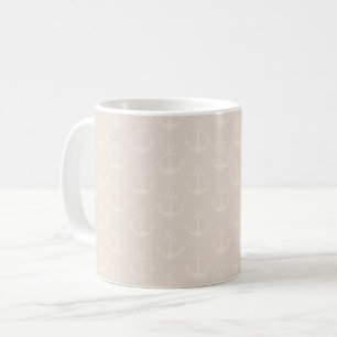 Tonal Anchors on Beige Coffee Mug